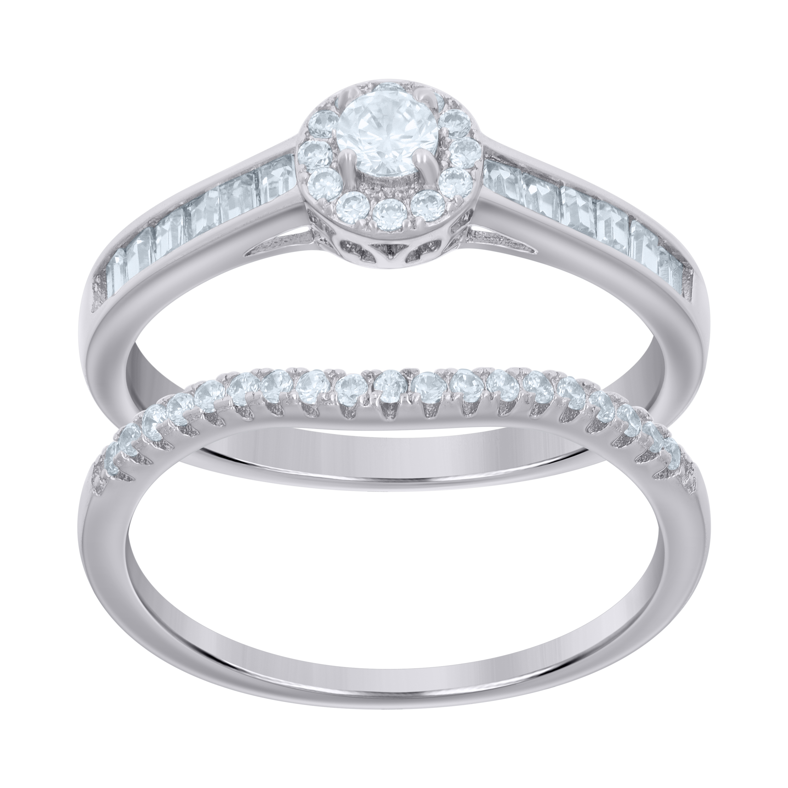 925 Sterling Silver Womens Cubic-Zirconia Duo Bridal Ring Set Size 6 70$